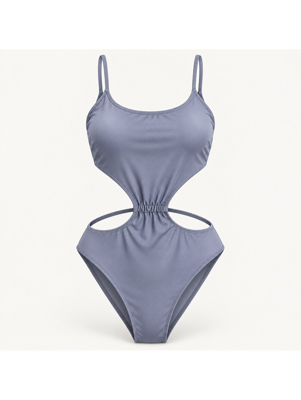 NWT Cupshe Slate Blue Cutout Strappy Tie Back One Piece Swimsuit Size Medium
